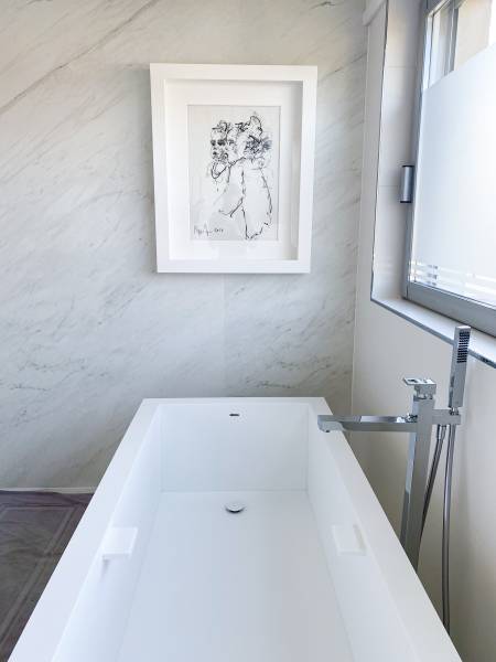 Salle de bain avec baignoire sur mesure en Krion à Illkirch